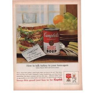 Campbells Turkey Noodle Soup Advertisement Vintage 1964 Food Sandwich Teen-ager